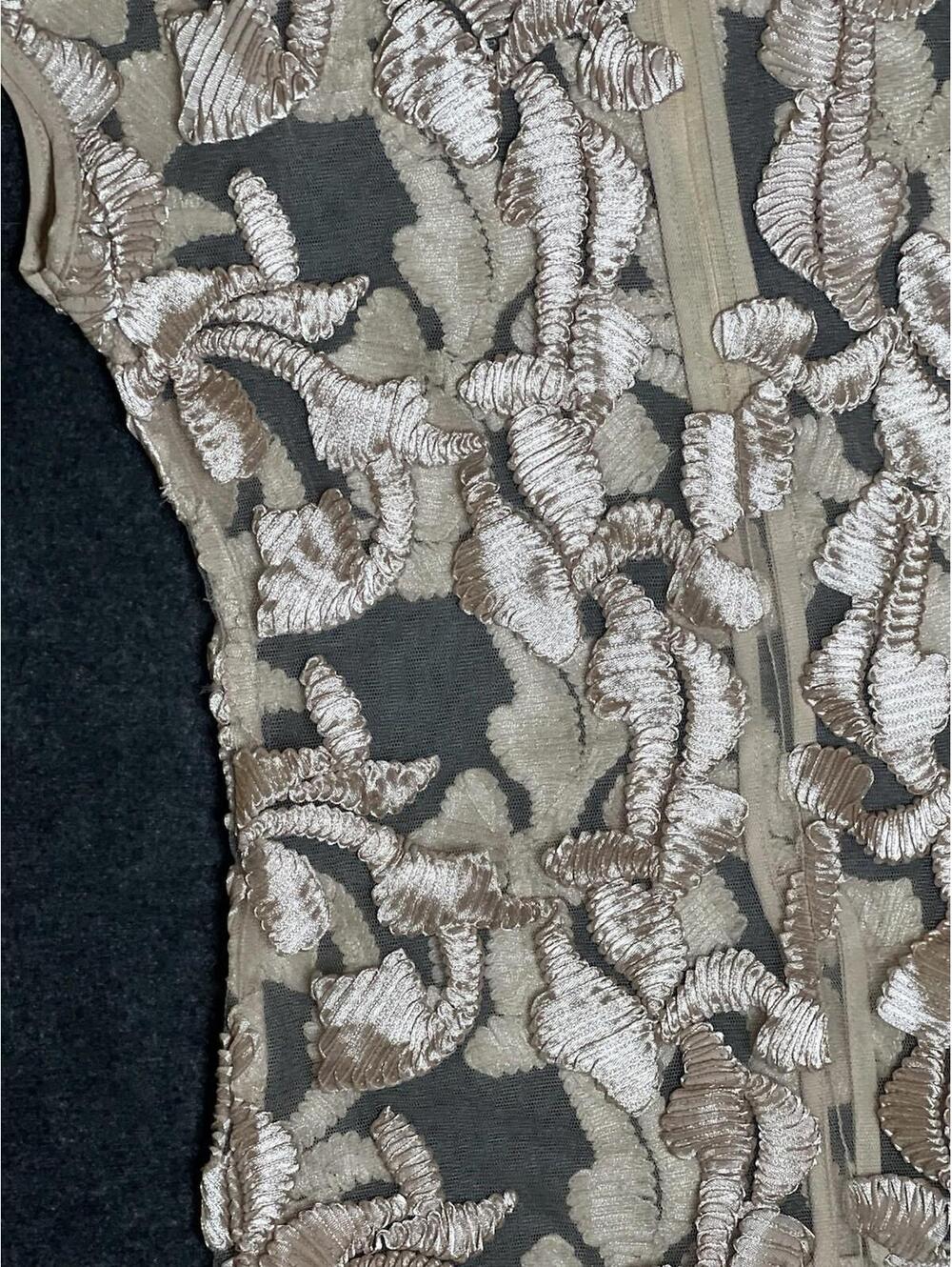 Rose Tree Gold Ruffle  Mesh Sleeveless Top Read For Measurements. Beautiful - Picture 7 of 9